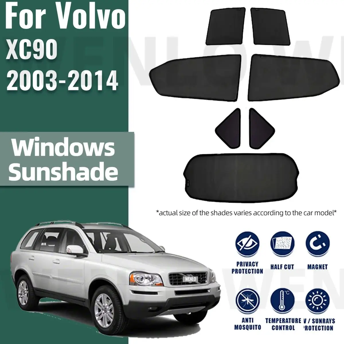 

For Volvo XC90 2003-2014 Magnetic Car Sunshade Visor Front Windshield Frame Curtain Baby Rear Side Window Sun Shade Shield