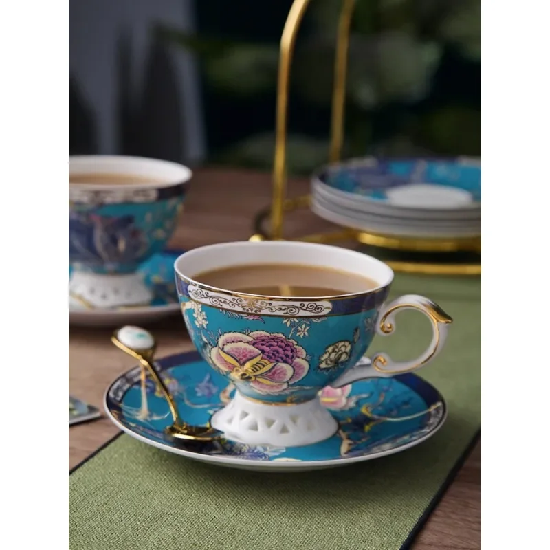 

Ingrid bone china coffee cup and saucer set home European small luxury English afternoon tea set coffee set