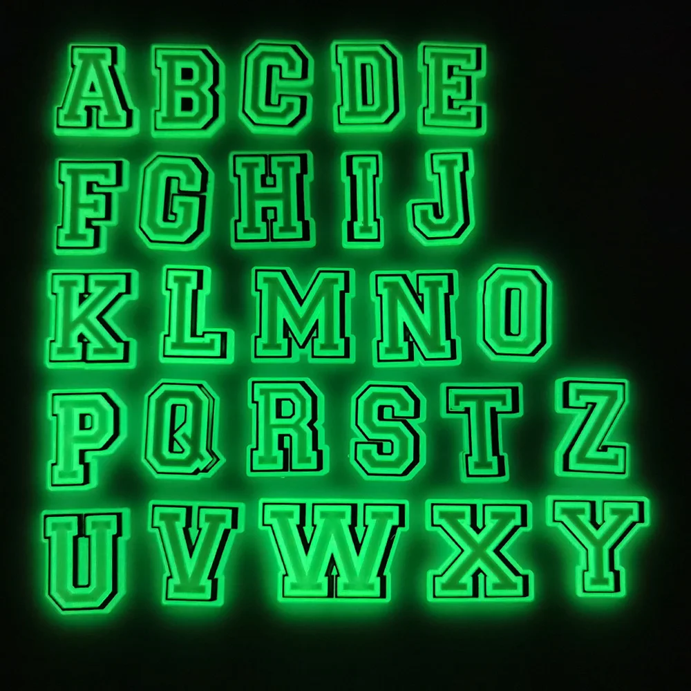 

Hot Selling Glow in the Dark Alphabet Shoes Decorations Luminous Letter Shoe Charms Noctilucent Cartoon Bracelet Accessorie