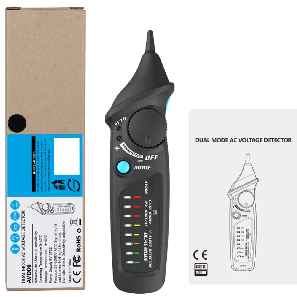 AVD06 Non-Contact Voltage Detector Indicator Profession Smart Test Pencil Live/phase Wire Breakpoint NCV Continuity Meter
AVD06 Non-Contact Voltage Detector Indicator Profession Smart Test Pencil Live/phase Wire Breakpoint NCV Continuity Meter