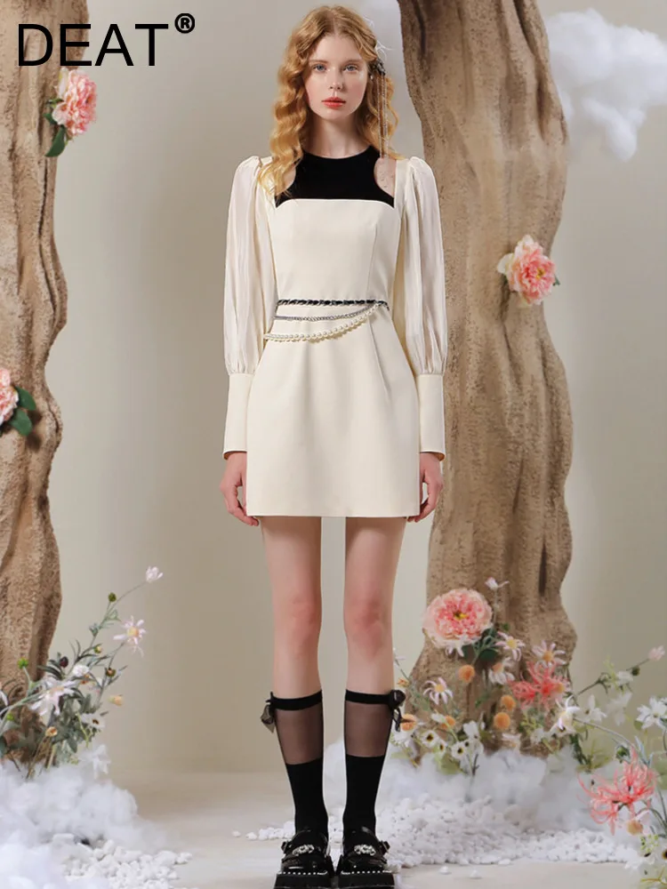 DEAT Elegant Dress O-neck Hollow Out Contrast Color Pearls Chains Belt Patchwork Women's Dresses 2024 Spring New Fashion 35Z151
DEAT Elegant Dress O-neck Hollow Out Contrast Color Pearls Chains Belt Patchwork Women's Dresses 2024 Spring New Fashion 35Z151