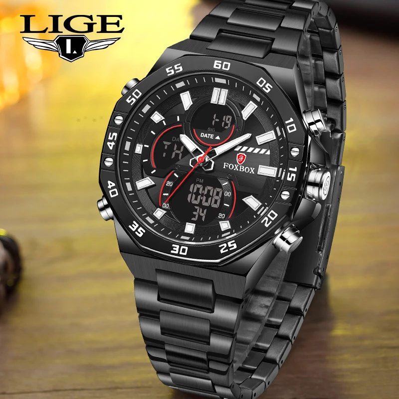 

LIGE New Luxury Full Steel Business Waterproof Watch Relogio Masculino Watch Men Fashion Sport Quartz Clock Mens Watches 2024