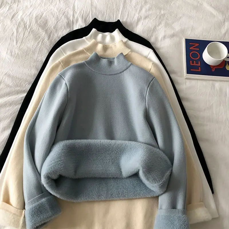 Korean Style Half High Neck Sweater with Bottom on The Outside Women Insets for Autumn and Winter and Warm Pullover Top Clothing
Korean Style Half High Neck Sweater with Bottom on The Outside Women Insets for Autumn and Winter and Warm Pullover Top Clothing
