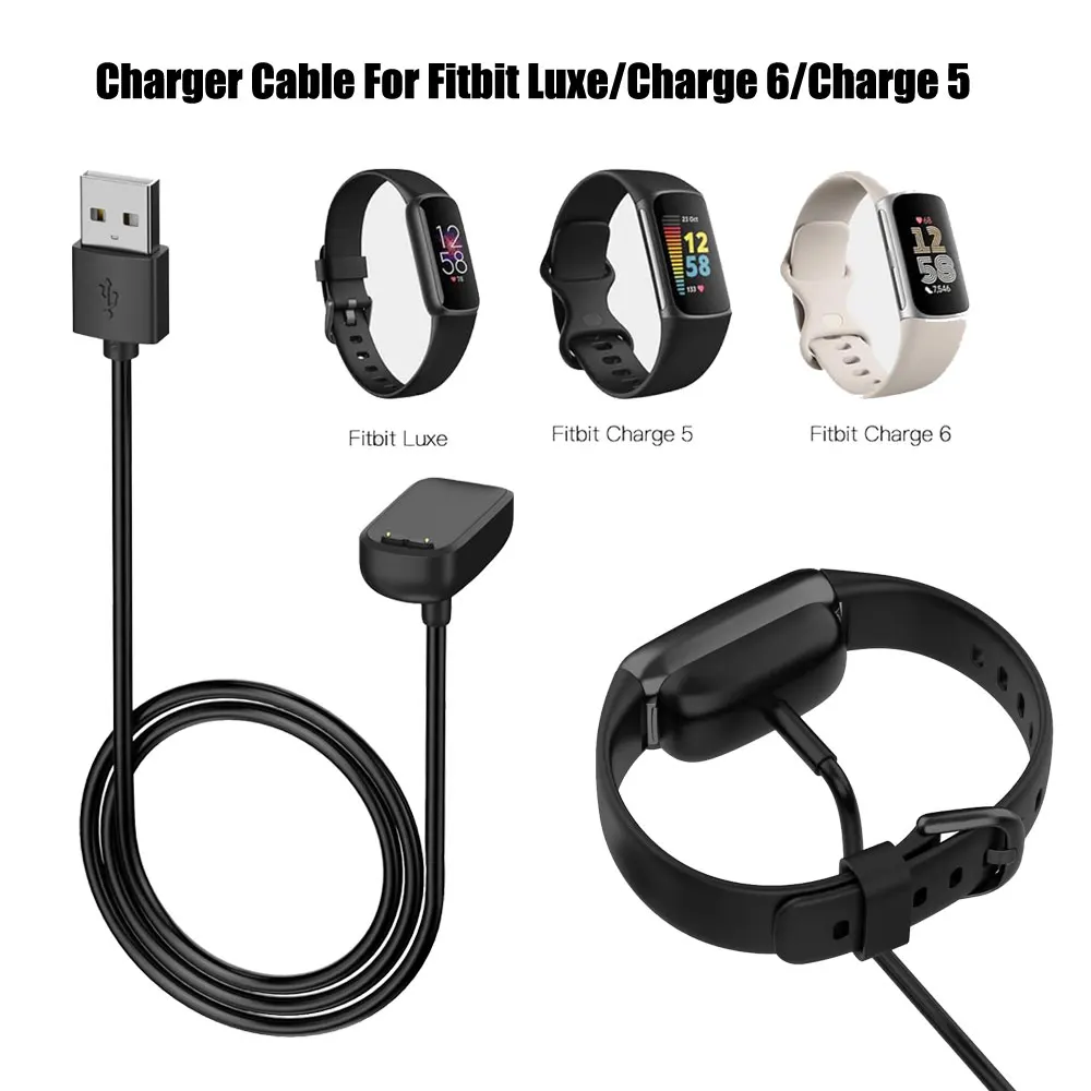 

1m USB Charging Cable For Fitbit Charge 5 6 Charger Cord For Fitbit Luxe Adapter Charging Dock Cradle Smart Watch Accessories