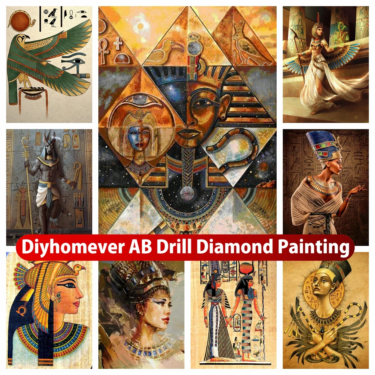 

Ancient Egypt Murals 5D AB Diamond Painting Embroidery Portrait Cross Stitch Mosaic Handicraft Home Decor 2023 New Collection