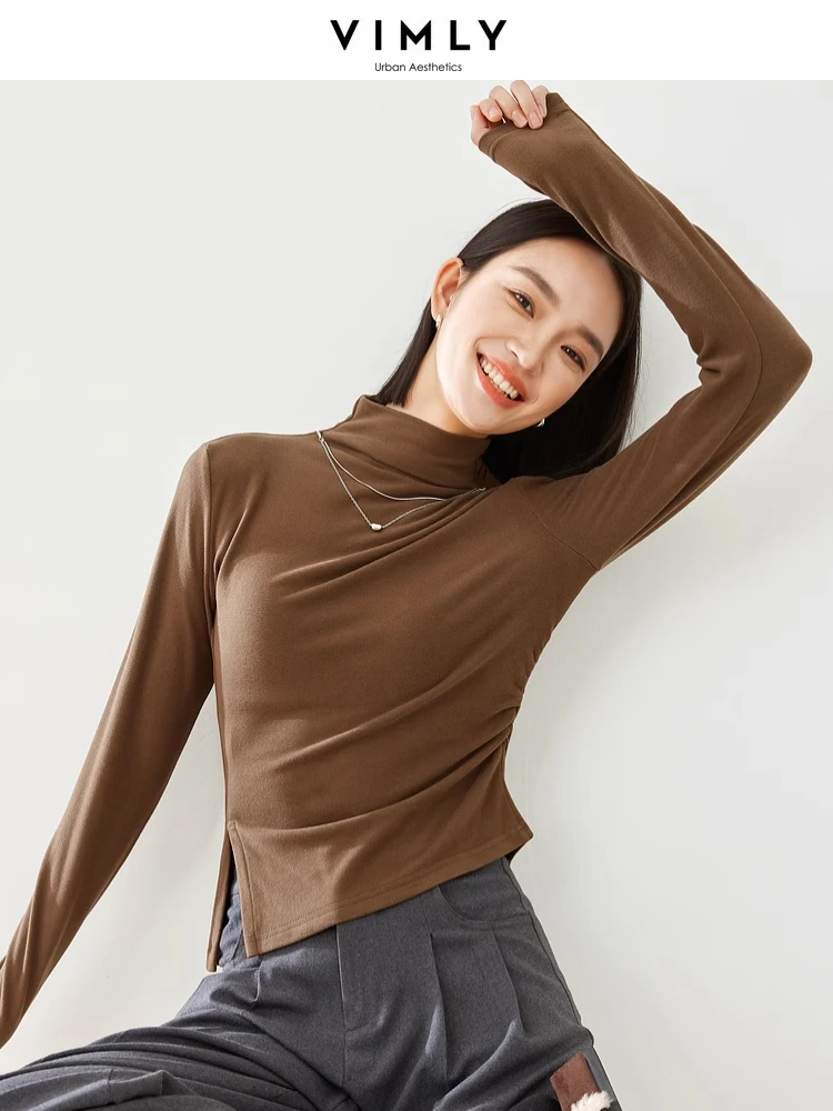 Vimly 2023 Winter Turtleneck Warm T-shirt Women's Long Sleeve Top High Strecth Slim Split Pullovers Casaul Basic Tshirt M5292
Vimly 2023 Winter Turtleneck Warm T-shirt Women's Long Sleeve Top High Strecth Slim Split Pullovers Casaul Basic Tshirt M5292