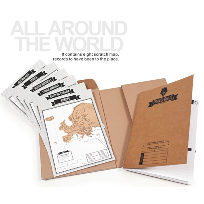 

1 Set Journal Scratch Scraping Card World Map Scratch Notebook Log Edition Educational Toy For Children