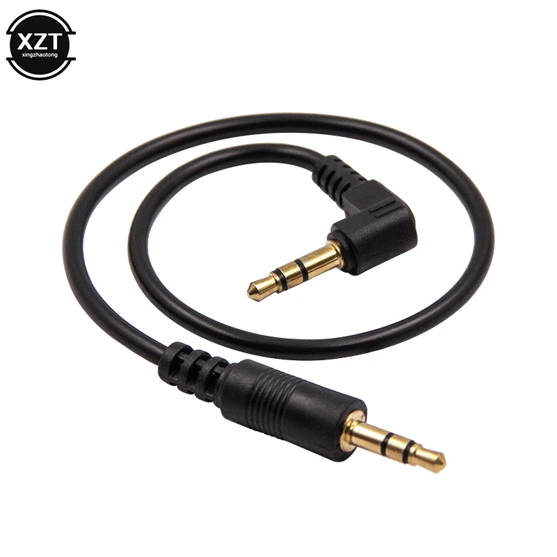 

3.5mm Stereo Audio Cable Headphone Digital Plug Aux Car Elbow Gold-Plated Male to Male Adapter Speaker Cable 30cm