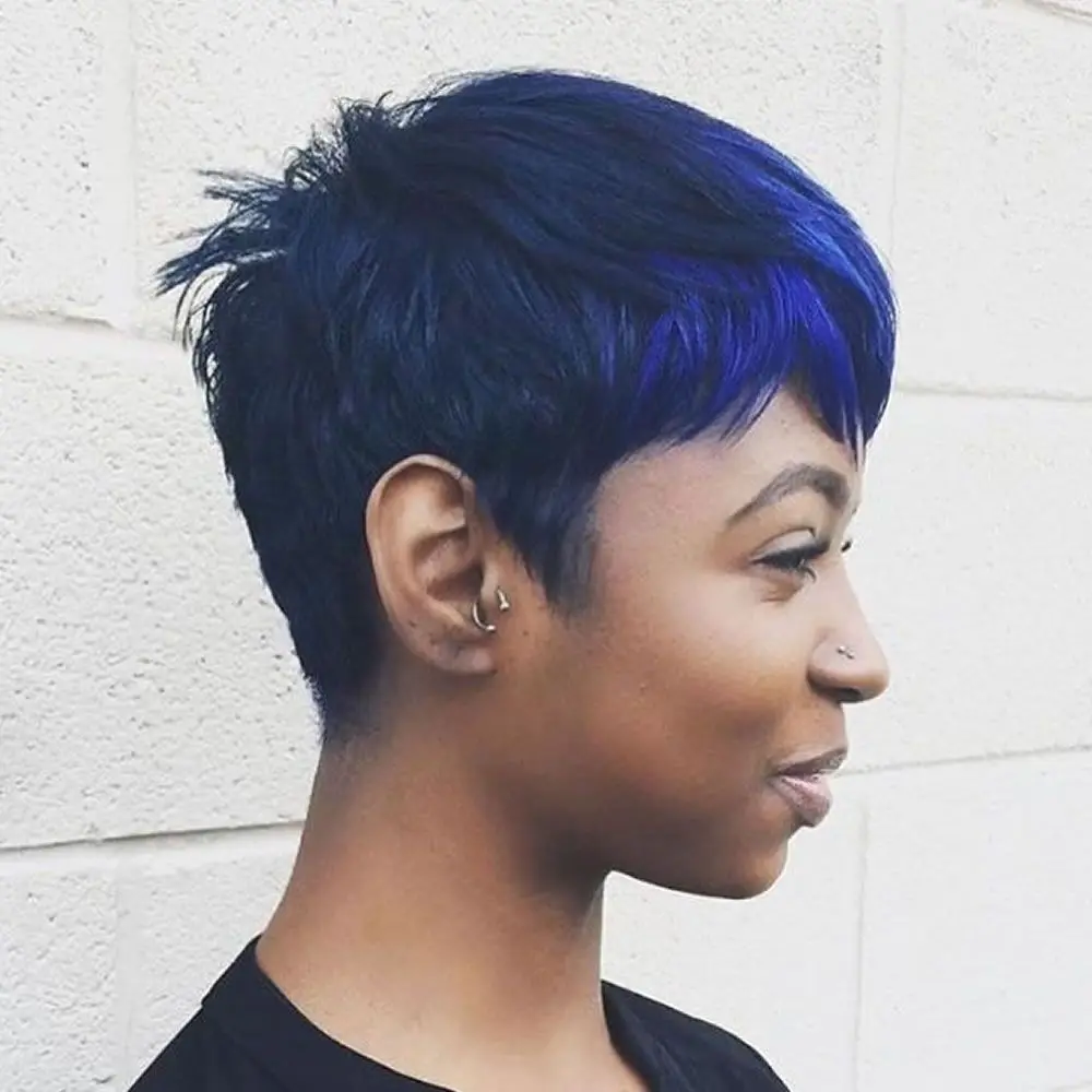 

Nicelatus Short Synthetic Wigs with Bangs Natural Synthetic Colorful 2 Tones Hair Wig Short Pixie Cut Wigs for Black Women