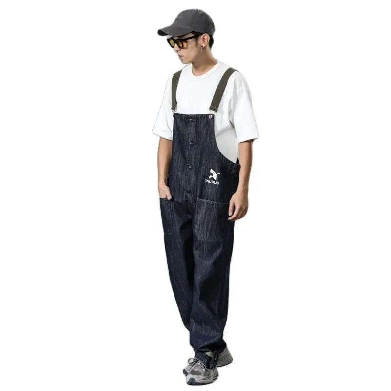 

Bib Cargo Pants Loose Baggy Overalls Jeans Men's Youngth Relaxed Denim Straight Jumpsuit Streetwear Suspender Hiphop Trousers