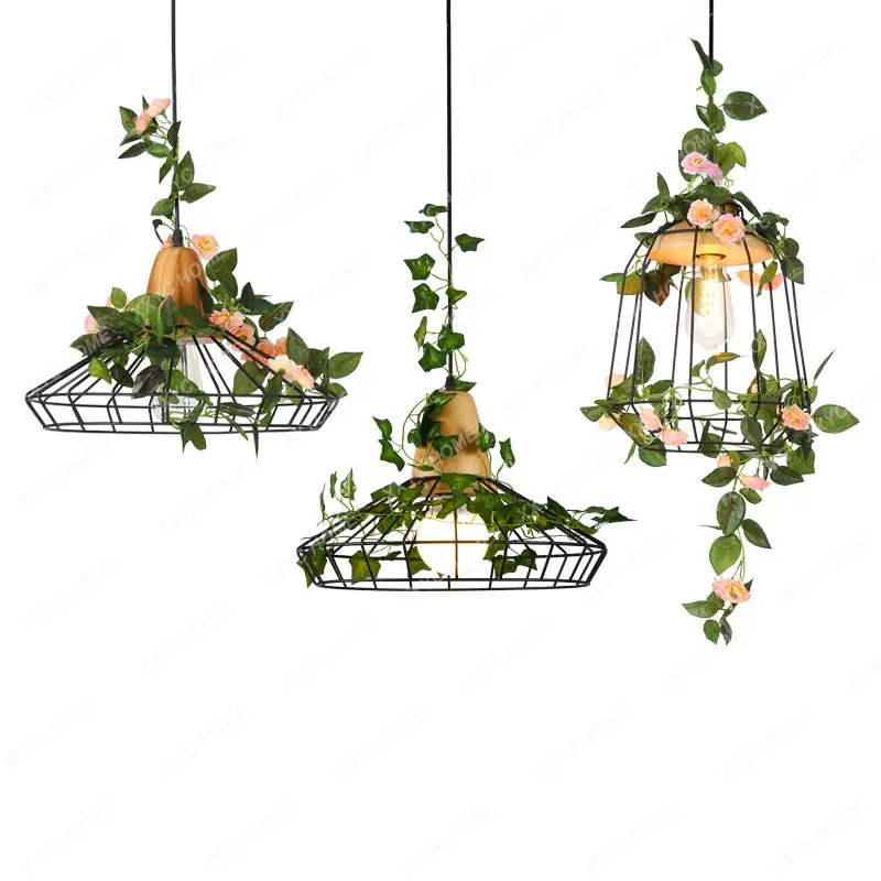 

Подвесные светильники в стиле лофт для ресторана, бара, магазина, скандинавские комнатные подвесные светильники, декоративное освещение, подвесной светильник с зелеными растениями