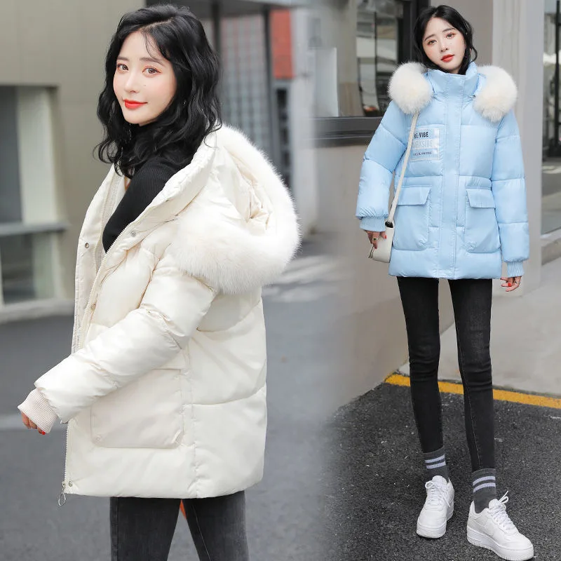 Autumn Winter Coat Women's Jacket Hooded Mid length Cotton Outerwear Thickened Wear Large Wool Collar Slim Fit Cotton Coat
Autumn Winter Coat Women's Jacket Hooded Mid length Cotton Outerwear Thickened Wear Large Wool Collar Slim Fit Cotton Coat