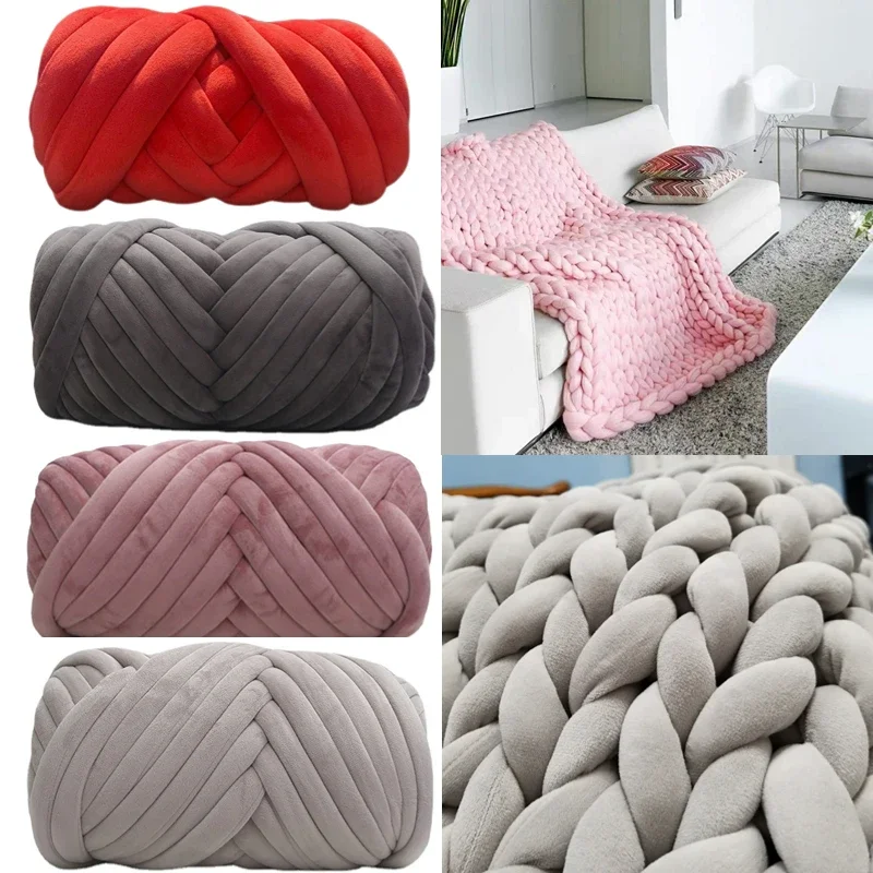 

1KG/1000G Super Chunky Velvet Yarn Thick Bulky Giant Thread White for Hand Knitting Bag DIY Coarse Soft Big Blanket Carpet 자이언트얀