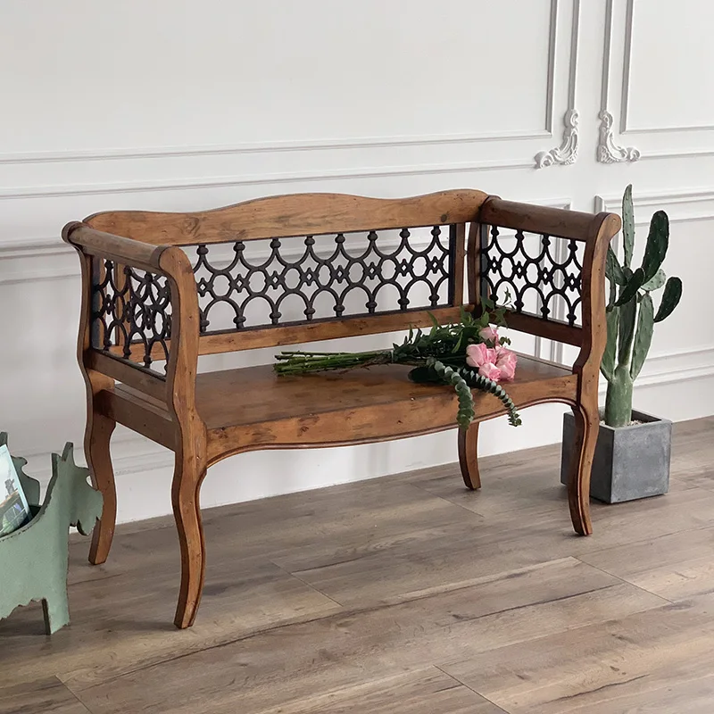 KY022 American country style vintage real wood distressed double chair back chair restaurant balcony lounge chair
KY022 American country style vintage real wood distressed double chair back chair restaurant balcony lounge chair