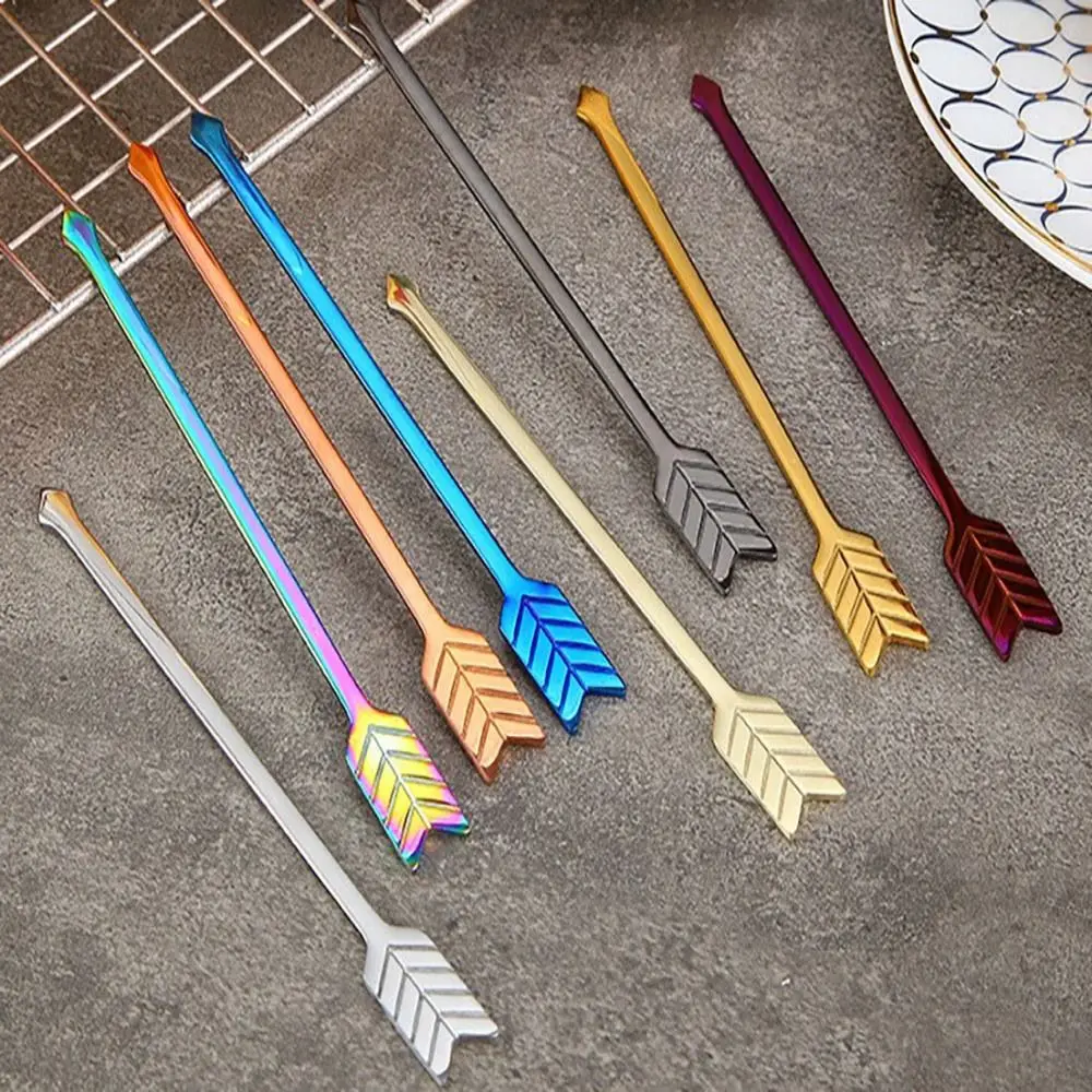 

8 pcs Bow and Arrow Bow and Arrow Stirring Rod 4.93 Inches Stainless Steel Multi Colored Bow and Arrow Fruit Fork Colorful