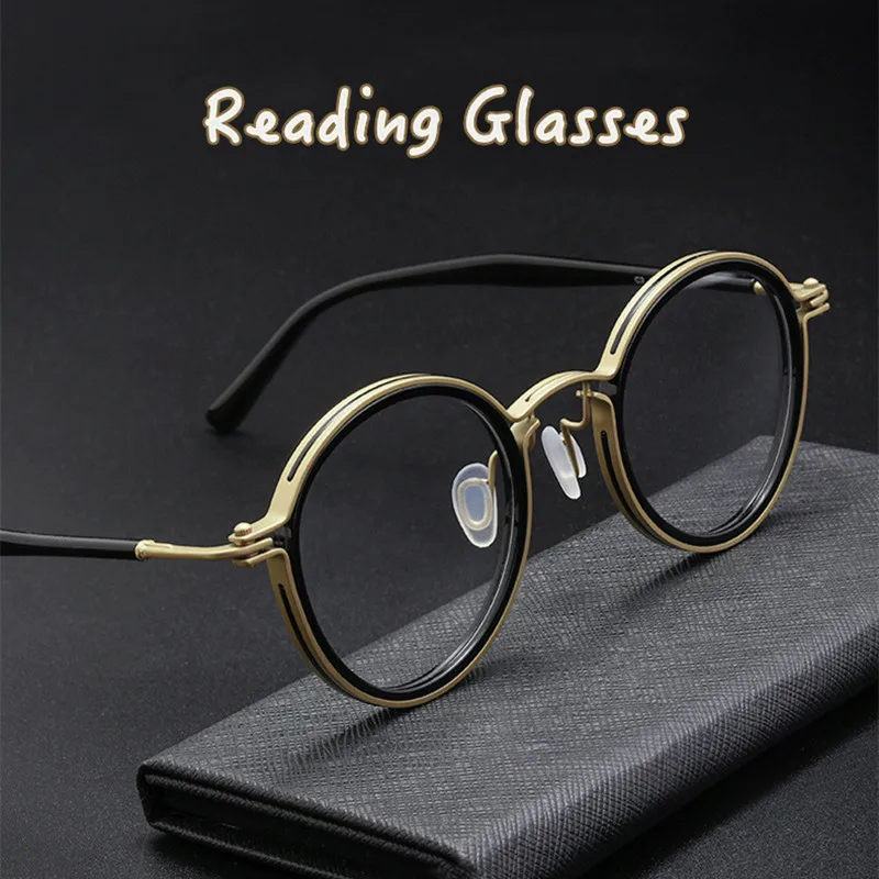 

Brand Design Stainless Steel Photochromic Anti Blue Light Reading Glasses for Men and Women Retro Round Optical Eyewear Frame