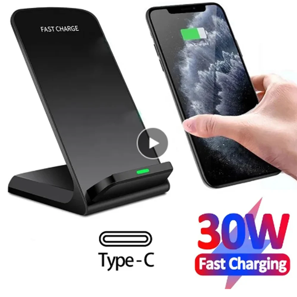 

30W Wireless Charger For LG Velvet Wing 5G G8 G8S G8X ThinQ V40 V50 V50S V60 ThinQ Type USB C Induction Fast Charging Stand