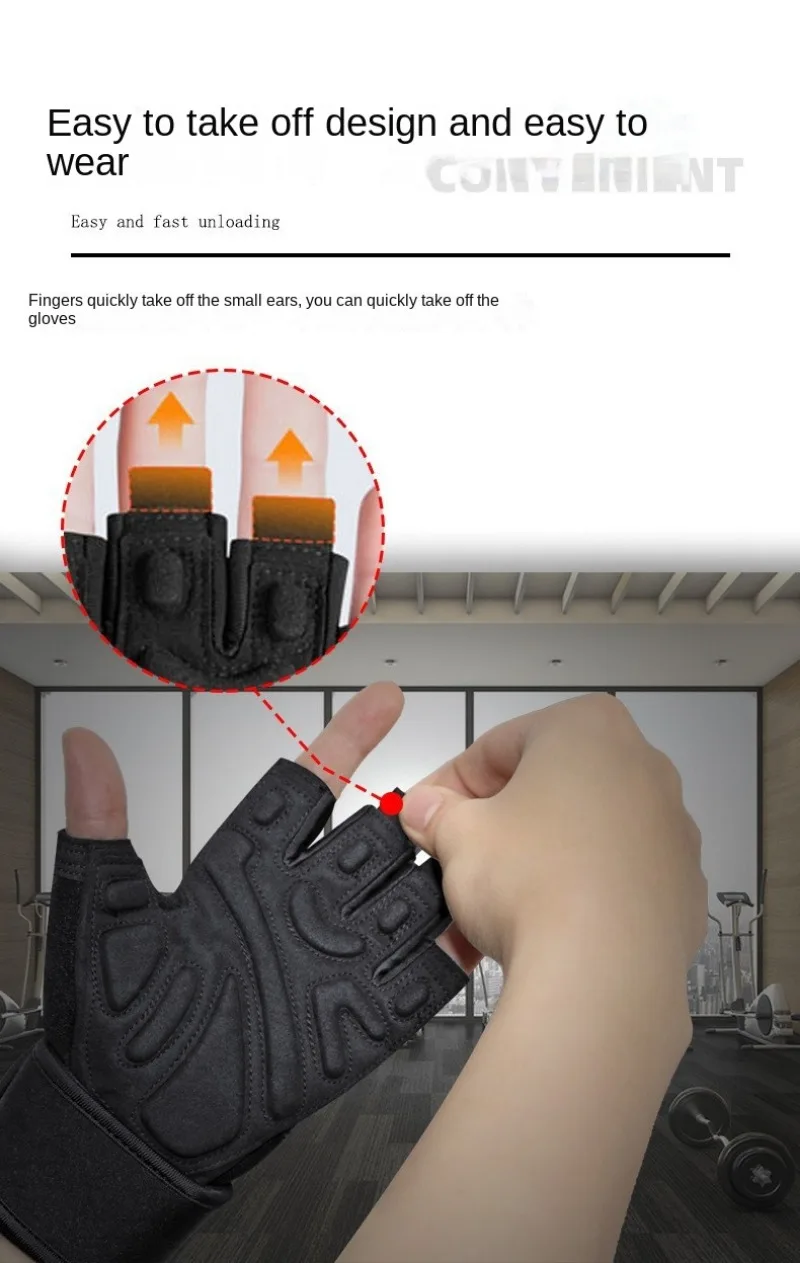 Half Finger Bodybuilding Gym Gloves Weightlifting Dumbbell Kettlebell Training Workout Anti-Slip Fitness Gloves for Men Women S9062b9069e044b40b1833592da6ecabfy