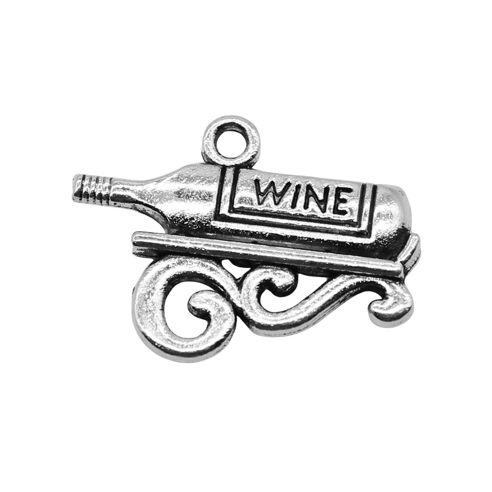 

10pcs/lot 17x22mm Wine Charms For Jewelry Making Antique Silver Color 0.67x0.87inch