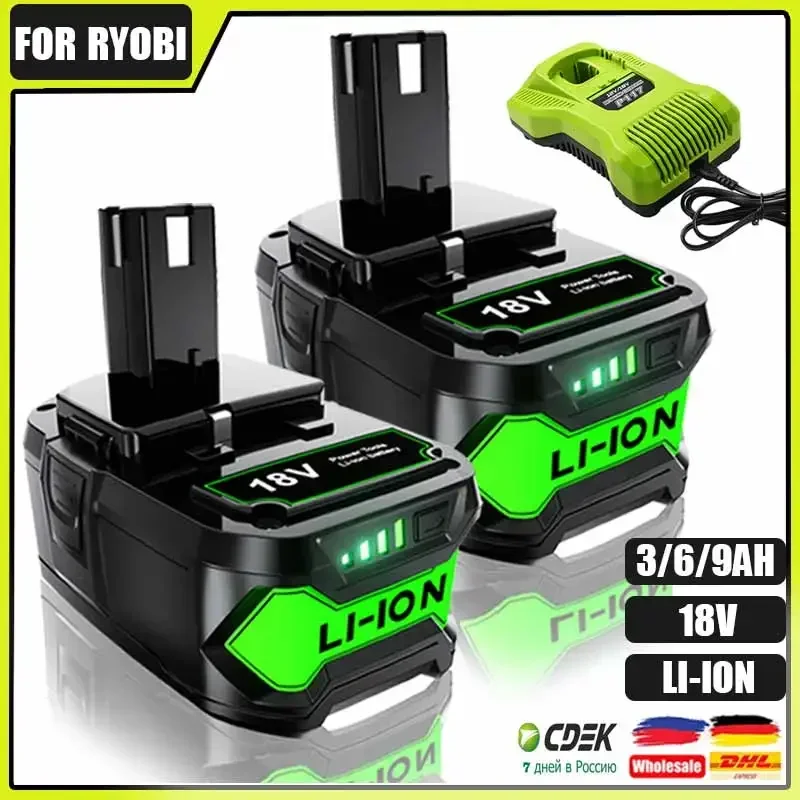 

For Ryobi 18V Li-ion Battery 3.0AH/6.0AH/9.0AH 18V Replacement Battery P108 P102 P103 P107 18VTool battery/battery charger
