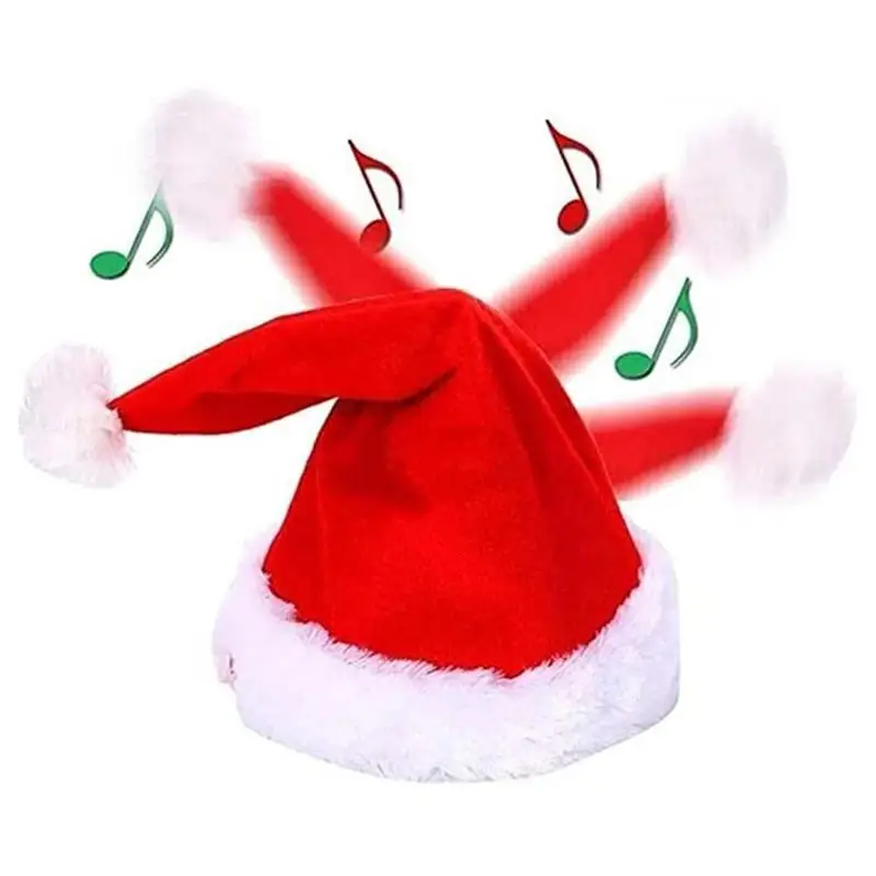 

Electric Christmas Music Swinging Santa Hat Breathable Cozy Seasonal Decors Accessories for Parties New Year Eve Gatherings