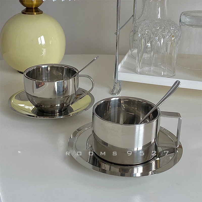 Korean Style Niche Coffee Cup and Saucer Set Retro Stainless Steel Coffee Cup Small Exquisite Posing Vlog Afternoon Tea Cup
Korean Style Niche Coffee Cup and Saucer Set Retro Stainless Steel Coffee Cup Small Exquisite Posing Vlog Afternoon Tea Cup