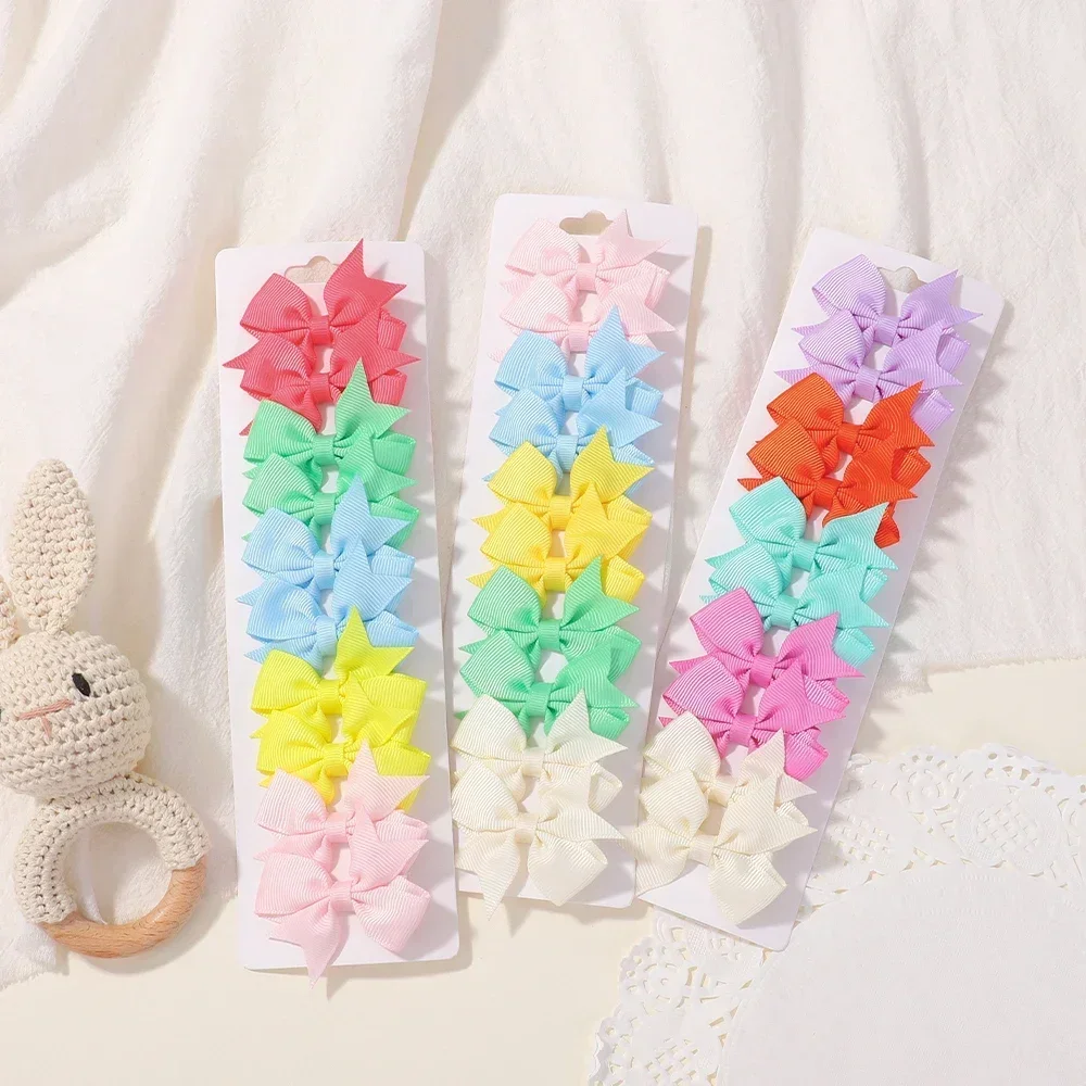 

10Pcs/set Baby Grosgrain Ribbon Bowknot Hair Clips for Girls Colorful Bows Clip Hairpin Barrettes Headwear Kids Hair Accessories