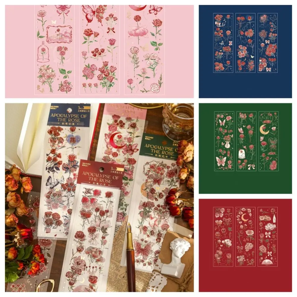 

DIY Crafts Flower Collage Decals Rose Handmade Holographic Laser Sticker Decorative Bling Embossed Gilding Sticker