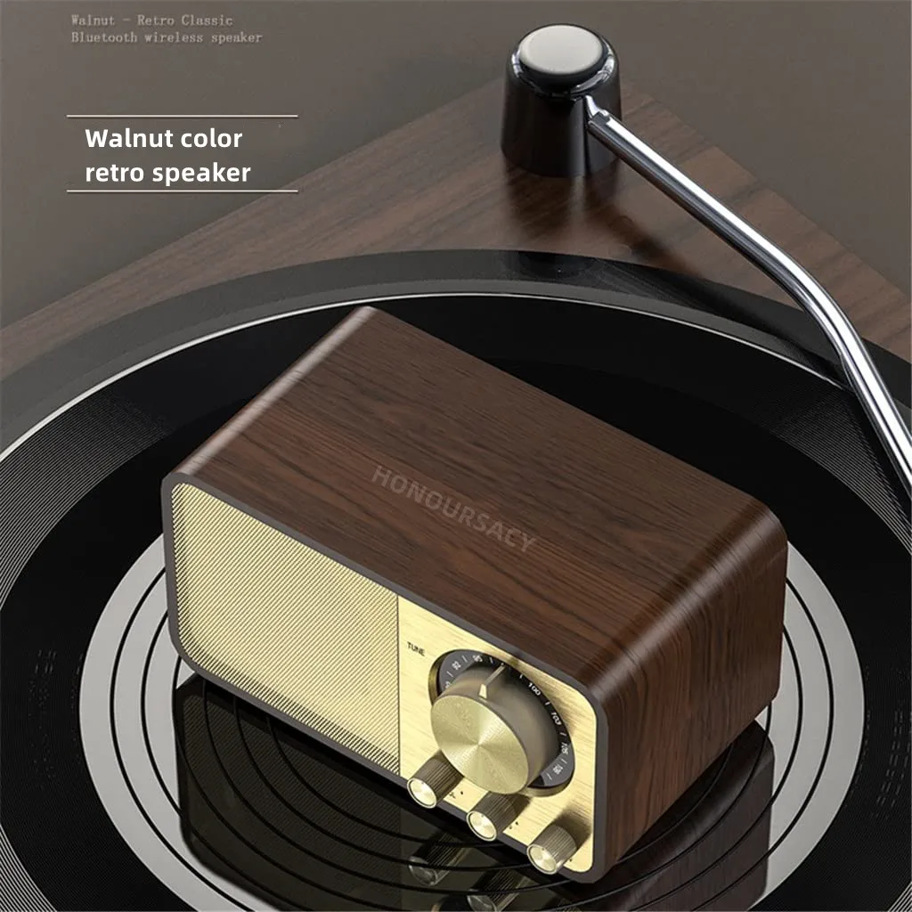

Wooden Bluetooth-Compatible 5.0 Speaker Retro Classic Soundbox Stereo Surround Super Bass Subwoofer AUX FM Radio For Computer PC