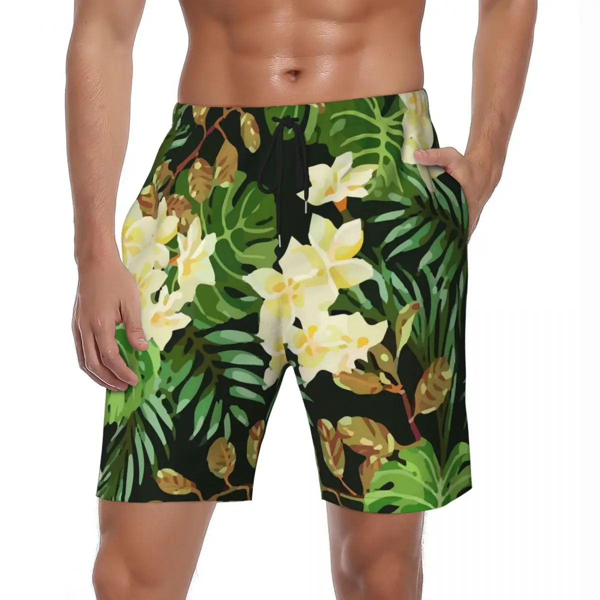 

Summer Board Shorts Man Tropical Leaves Surfing Floral Print Custom Board Short Pants Casual Quick Dry Beach Trunks Plus Size