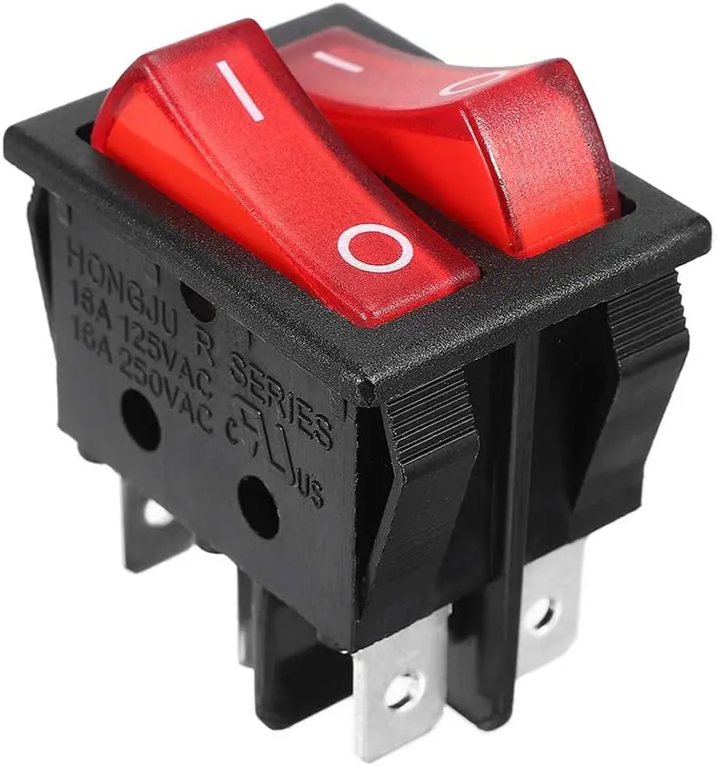 

Keszoox DPST AC 250V 16A Red Light 6P Terminals ON/OFF Double SPST 2 Way Snap in Boat Rocker Switch