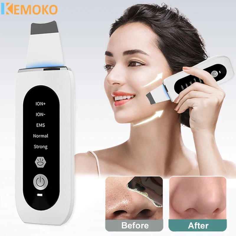 

Ultrasonic Facial Shovel Cleanser Skin Scrubber Peeling Blackhead Remover Deep Face Cleaning Ultrasonic Ion Ance Pore Cleaner