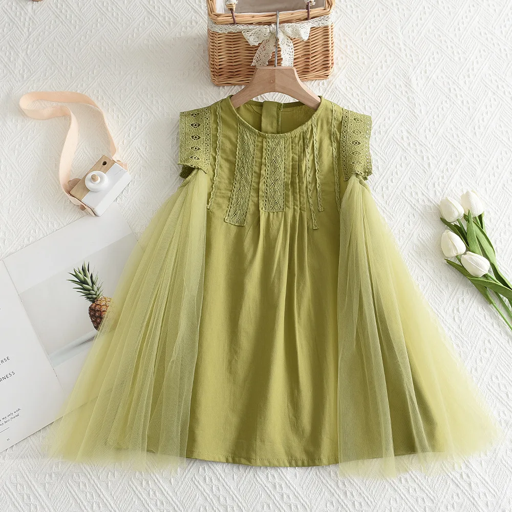 2023 Summer New Arrival Girls Sleeveless Hole Mesh Green Cute Roupa Infantil Menina Cute Party Dress Custume 18M-7T
2023 Summer New Arrival Girls Sleeveless Hole Mesh Green Cute Roupa Infantil Menina Cute Party Dress Custume 18M-7T