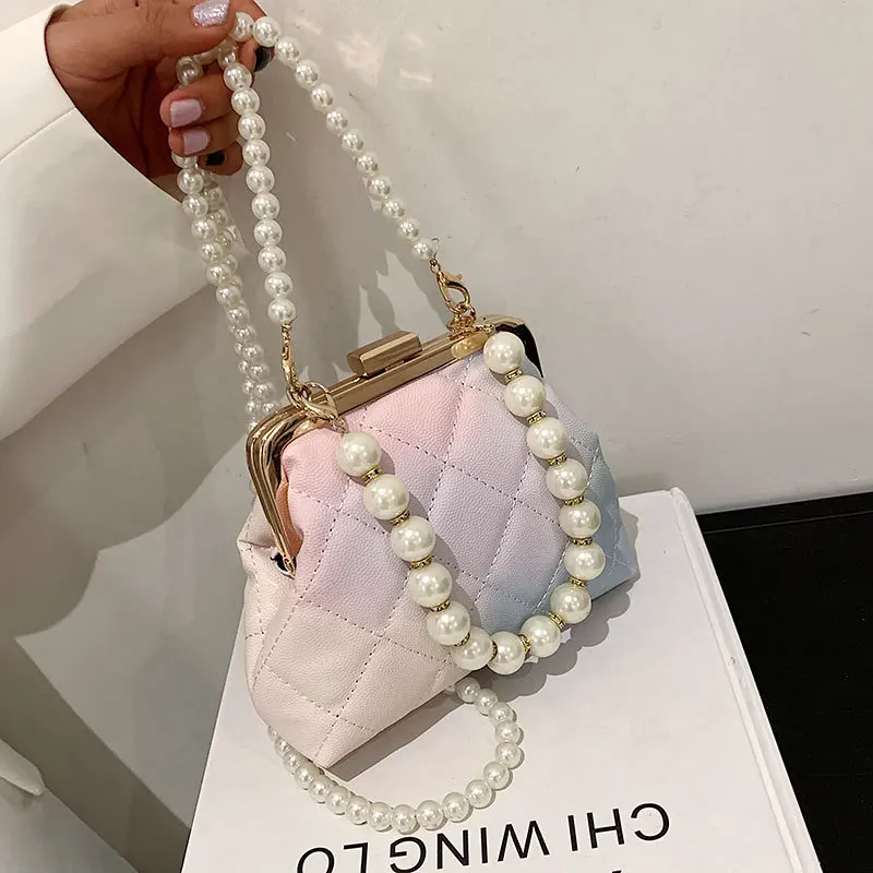

Элегантная женская вечерняя сумка, шикарные сумки через плечо с жемчугом и цепочками, роскошные дизайнерские женские сумки 2023
