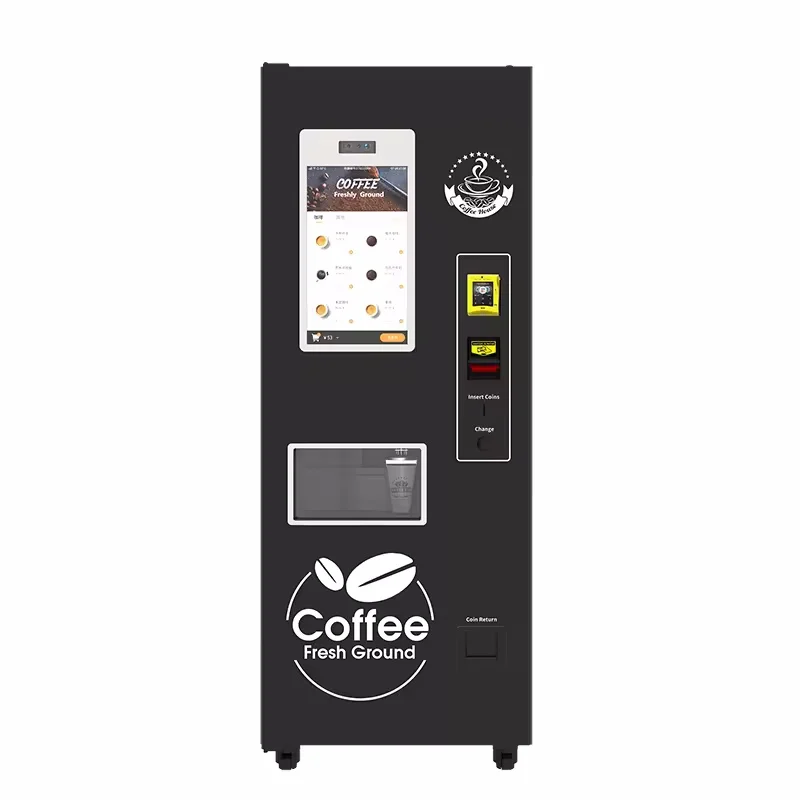 Coffee Vending Machine With Coffee Bean Design Sticker Small Drink Black Double Head Vending Machine For Business
Coffee Vending Machine With Coffee Bean Design Sticker Small Drink Black Double Head Vending Machine For Business