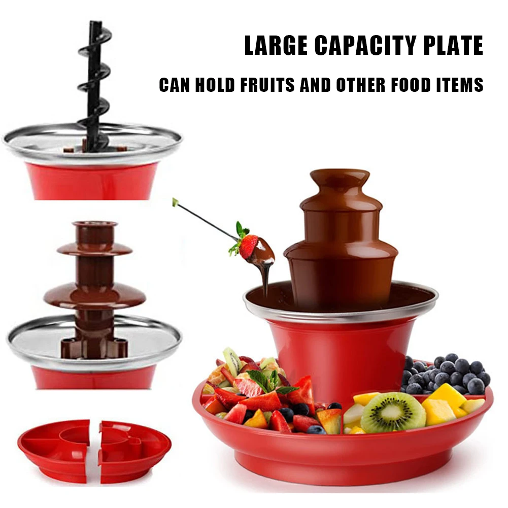 

3 Layer Mini Chocolate Fountain with Fruits/Nuts/Treats Serving Tray Electric Melting Machine 35W for Weddings Birthday Parties