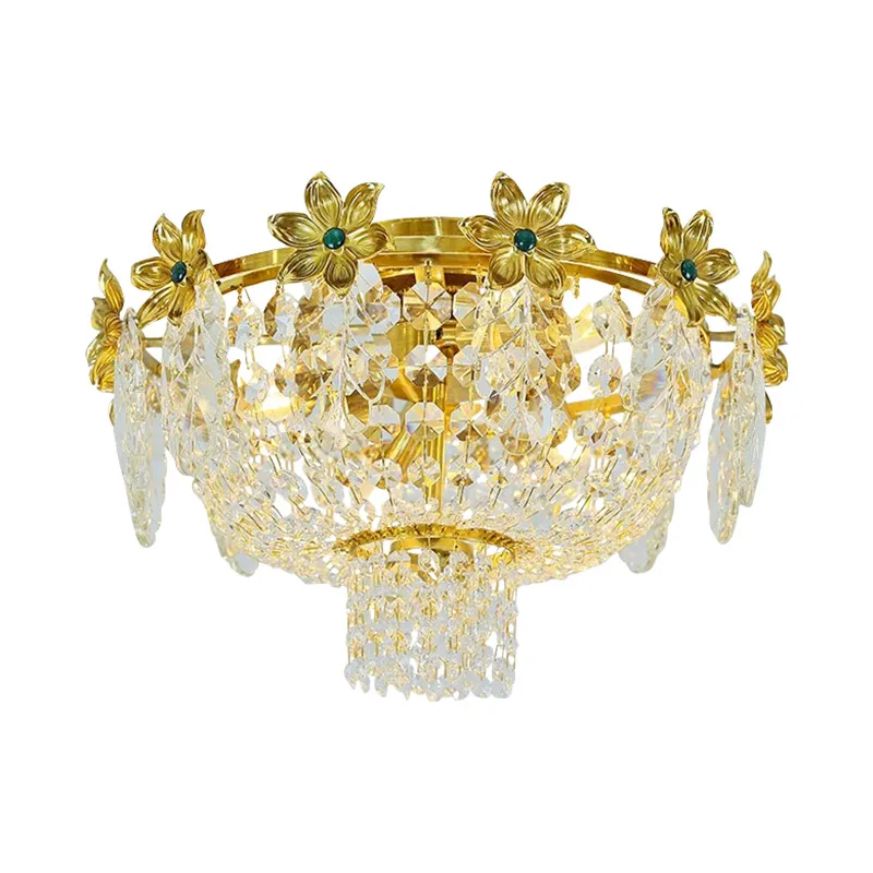 French High-End Indoor Ceiling Light Semi Embedded Ceiling Lights European Luxury Brass Crystal Chandelier
French High-End Indoor Ceiling Light Semi Embedded Ceiling Lights European Luxury Brass Crystal Chandelier