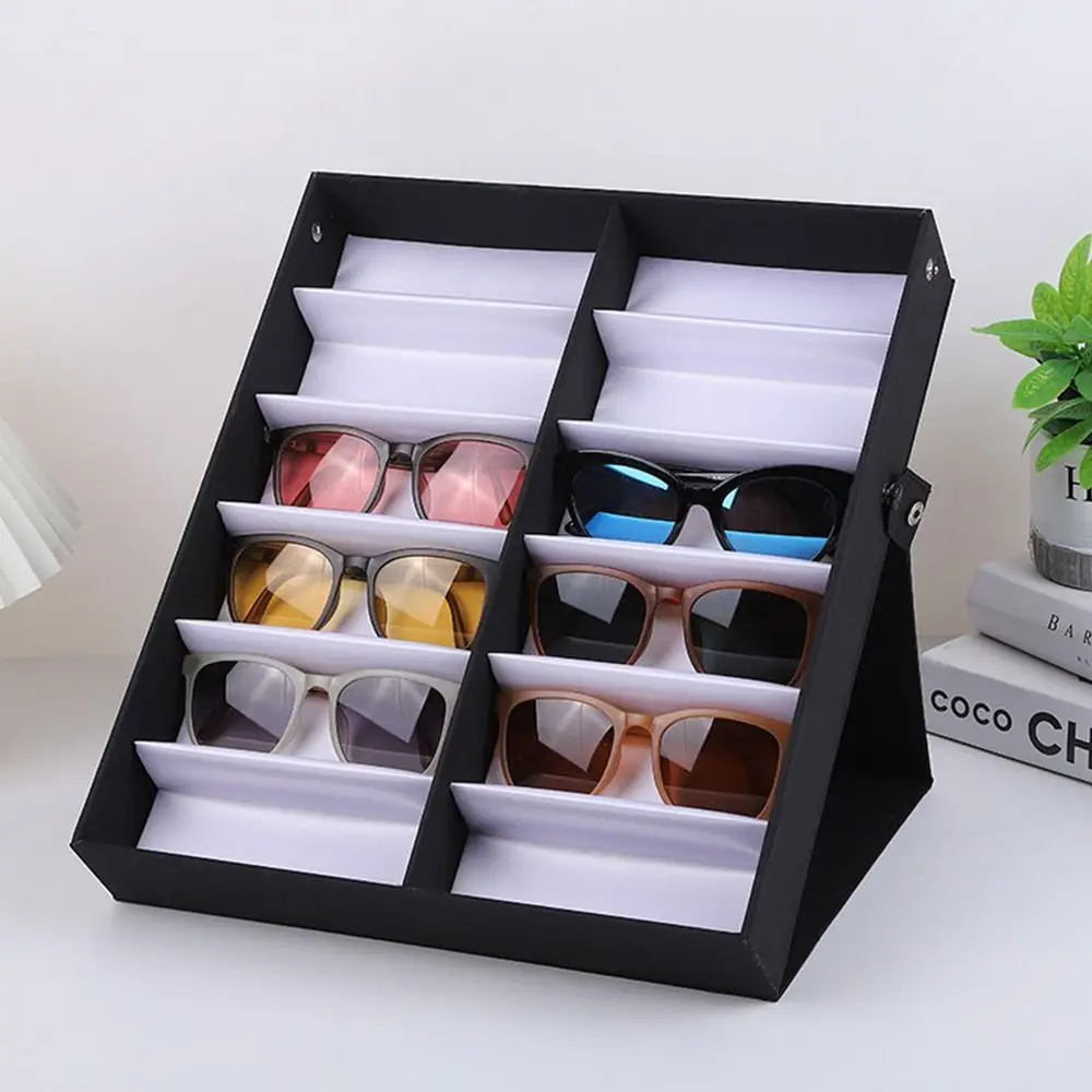 

Portable Storage Stand Eyeglass Organizer Box Sunglasses Display Case 12 Slots Glasses Tray Glasses Frame Tray