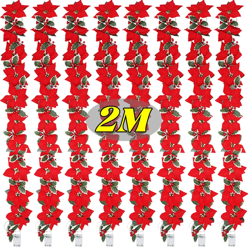 2M Poinsettia Christmas Flower Garland Lamps LED Battery String Lights For Xmas Tree Home Party Decor Ornament Lighting Strings
2M Poinsettia Christmas Flower Garland Lamps LED Battery String Lights For Xmas Tree Home Party Decor Ornament Lighting Strings