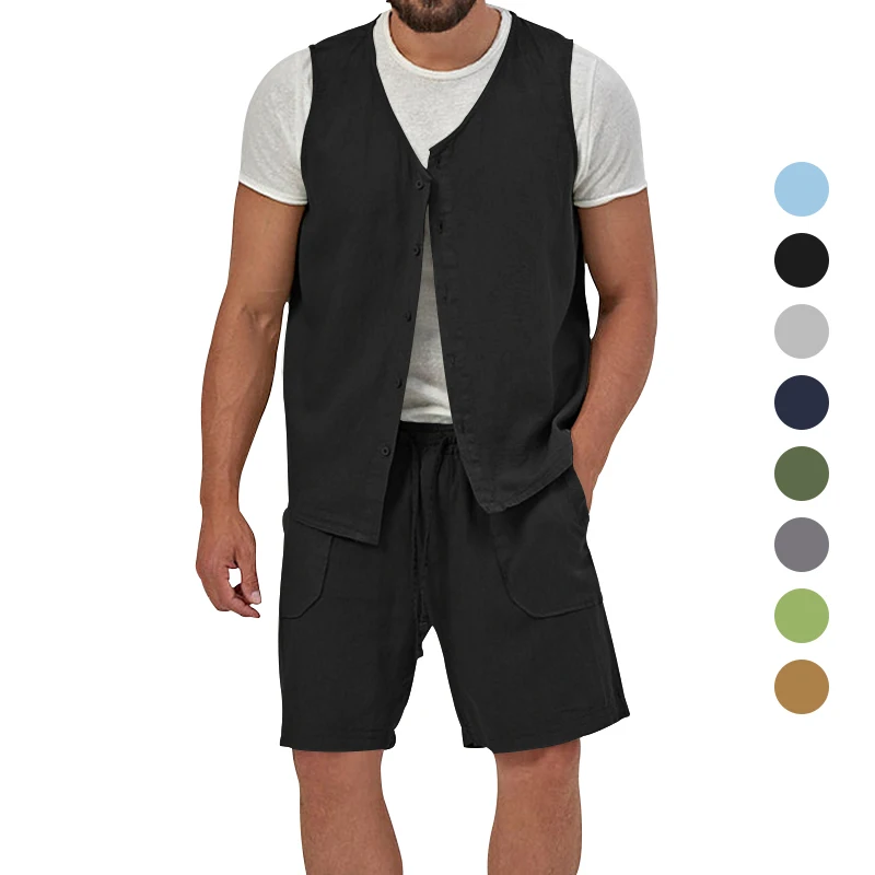 Summer Men's Vest Cotton Linen Suit Collar Casual Slim Fit Waistcoat For Man Clothing Fashion Short 2pcs Set
Summer Men's Vest Cotton Linen Suit Collar Casual Slim Fit Waistcoat For Man Clothing Fashion Short 2pcs Set