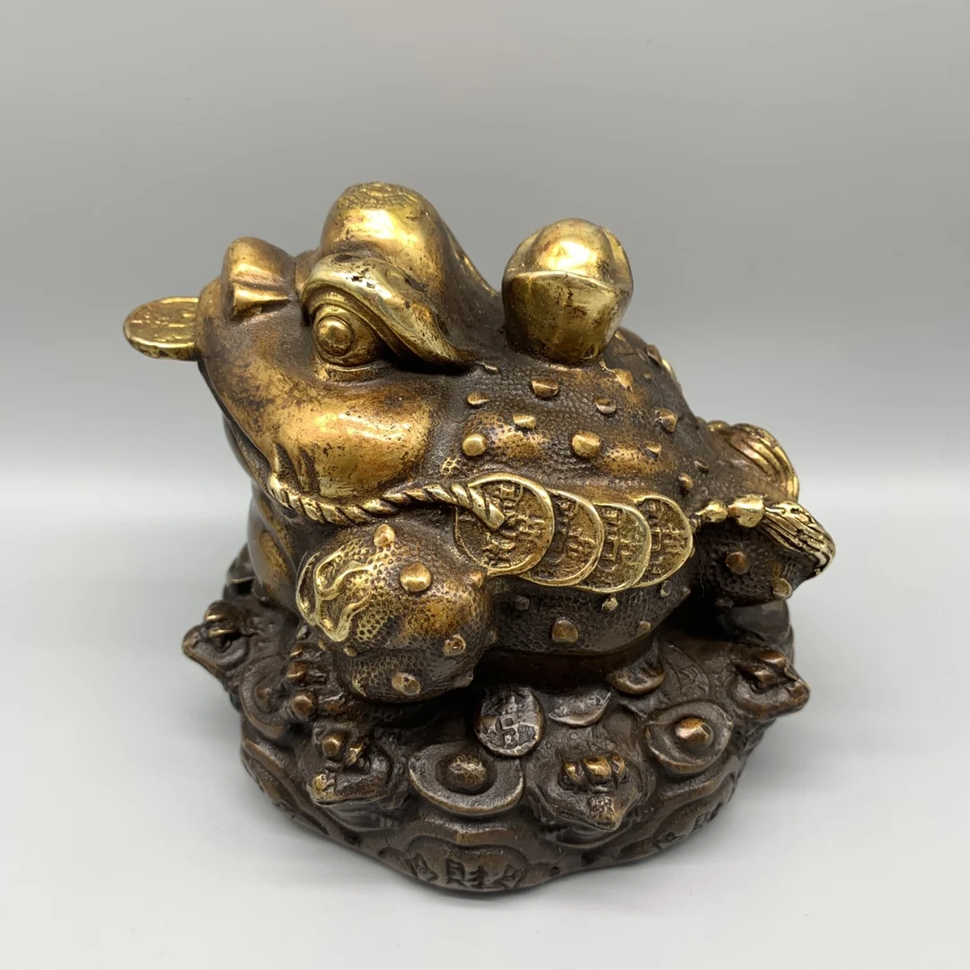 

Collect Chinese Elaboration Brass Auspicious Lucky Wealth “ The Golden Toad ” Metal Crafts Home Decoration