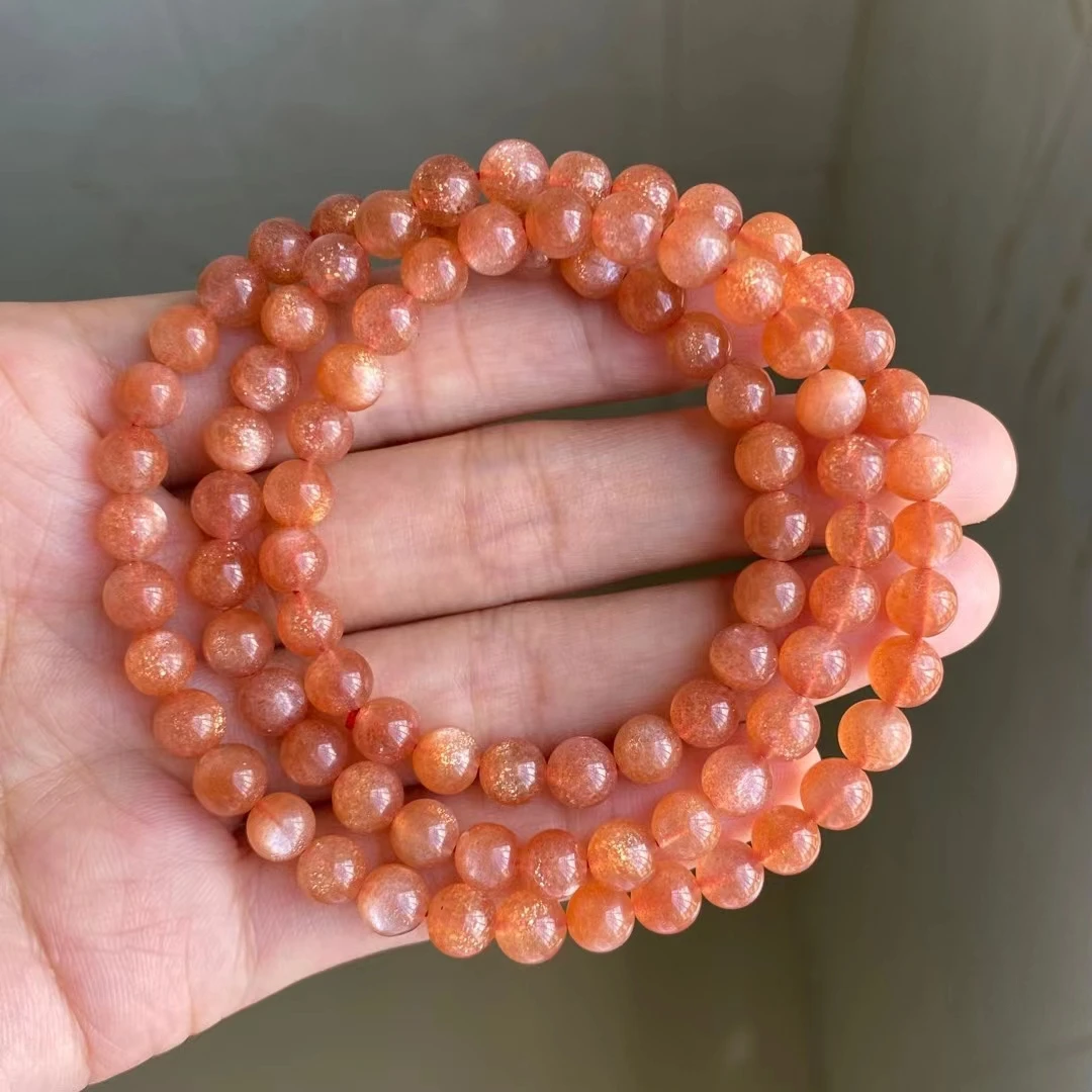 Natural Orange Sunstone Quartz Gold Moonstone 3 Laps Crystal Bracelet 6mm Star Light Round Beads Woman Stretch AAAAAA 
Natural Orange Sunstone Quartz Gold Moonstone 3 Laps Crystal Bracelet 6mm Star Light Round Beads Woman Stretch AAAAAA