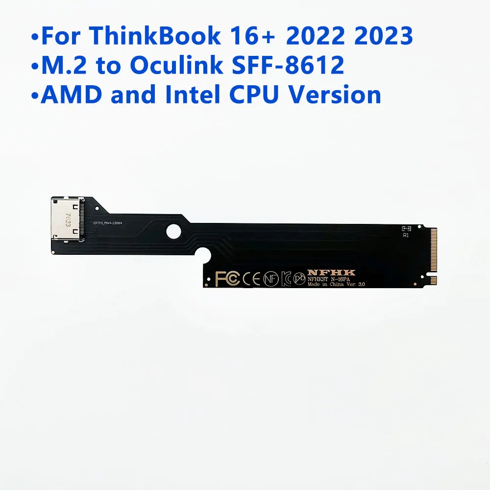 PCI-E 3.0 M.2 M-Key to Oculink SFF-8612 SFF-8611 Graphics Card Adapter Board For ThinkBook 14+ 16+ External Graphics Card & SSD PCI-E 3.0 M.2 M-Key to Oculink SFF-8612 SFF-8611 Graphics Card Adapter Board For ThinkBook 14+ 16+ External Graphics Card & SSD