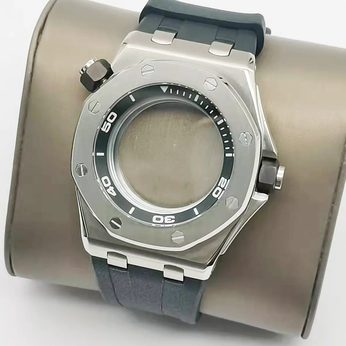 

Watches Accessories Set Case Steel Bracelet for Audemars Piguet AP Without Logo Butterfly Strap Men Silver Safe Buckle 49mm