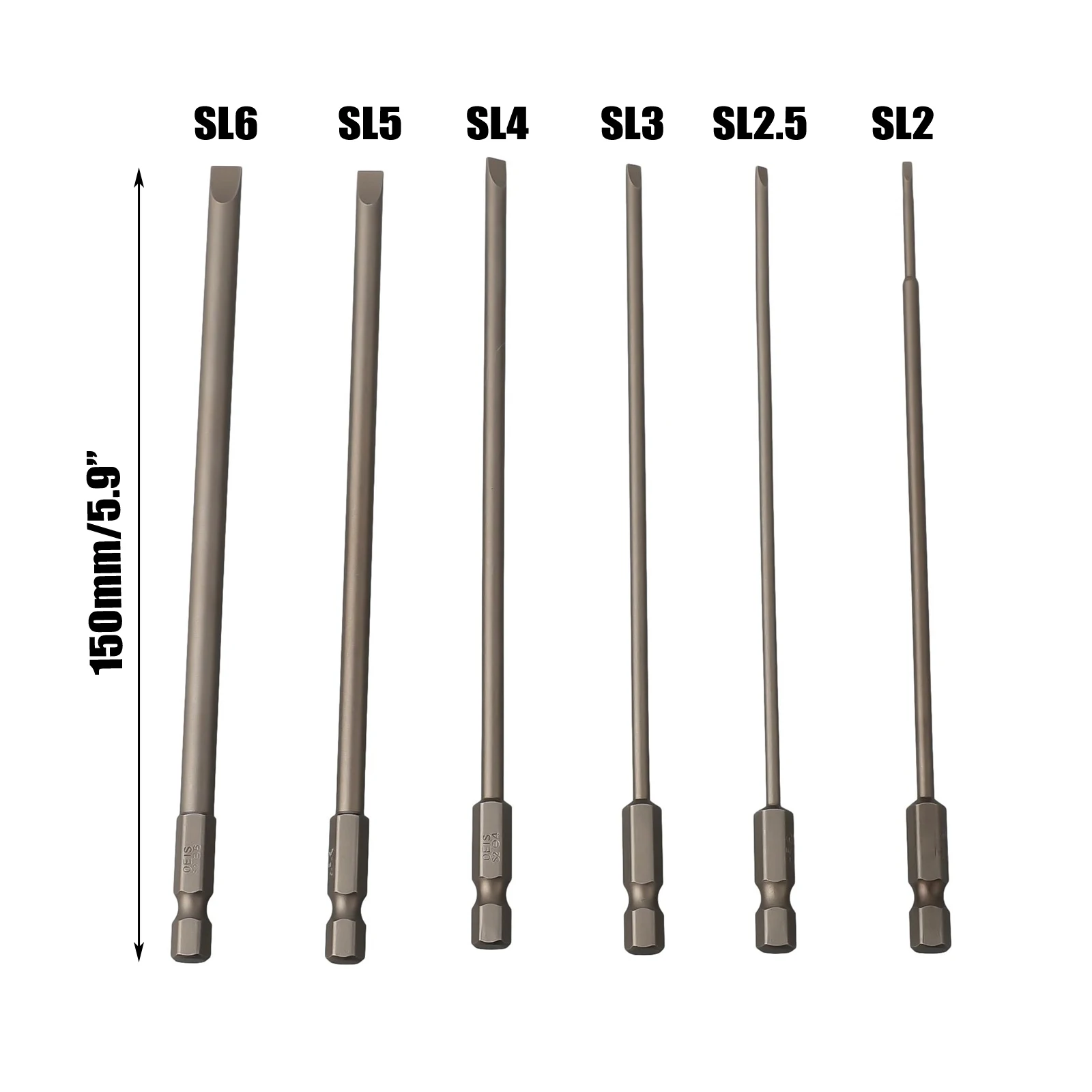 6pcs SL2-SL6 Slotted Screwdriver Bits Set Alloy Steel Bits For Hand Drill 150mm Hexagonal Handle Flat Screwdriver
6pcs SL2-SL6 Slotted Screwdriver Bits Set Alloy Steel Bits For Hand Drill 150mm Hexagonal Handle Flat Screwdriver