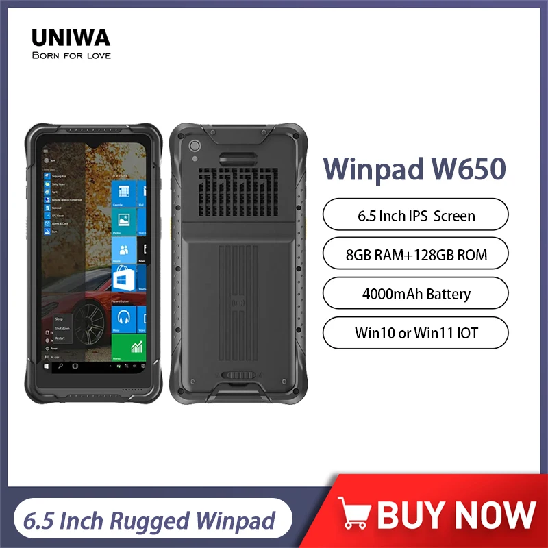 

UNIWA WinPad W650 Mini Tablet 6.5 Inch Quad Core 8GB+128GB Rugged 4G IOT Hanheld Windows PDA PC MIL-STD-810H Waterproof 4000mAh