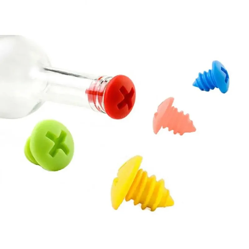4pcs Creative Silicone Wine Stopper Screw Shape Wine Bottle Cap Creative Wine Accessories Kitchen Gadget Mix Color
4pcs Creative Silicone Wine Stopper Screw Shape Wine Bottle Cap Creative Wine Accessories Kitchen Gadget Mix Color