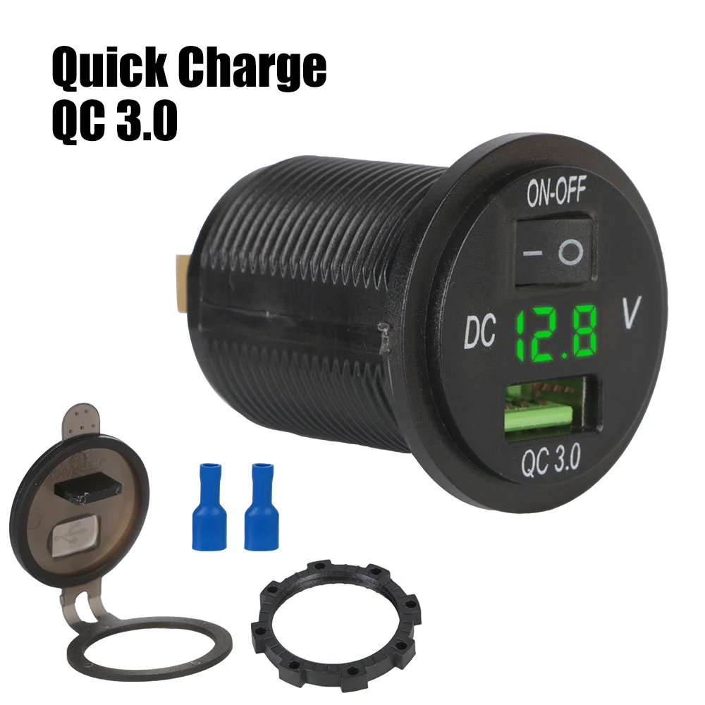 

Waterproof 12V Car USB Chargers 3.0 Switch Kit 24V Truck Power Adapter Outlet Socket Auto Motorcycle Accessories For Marine Boat