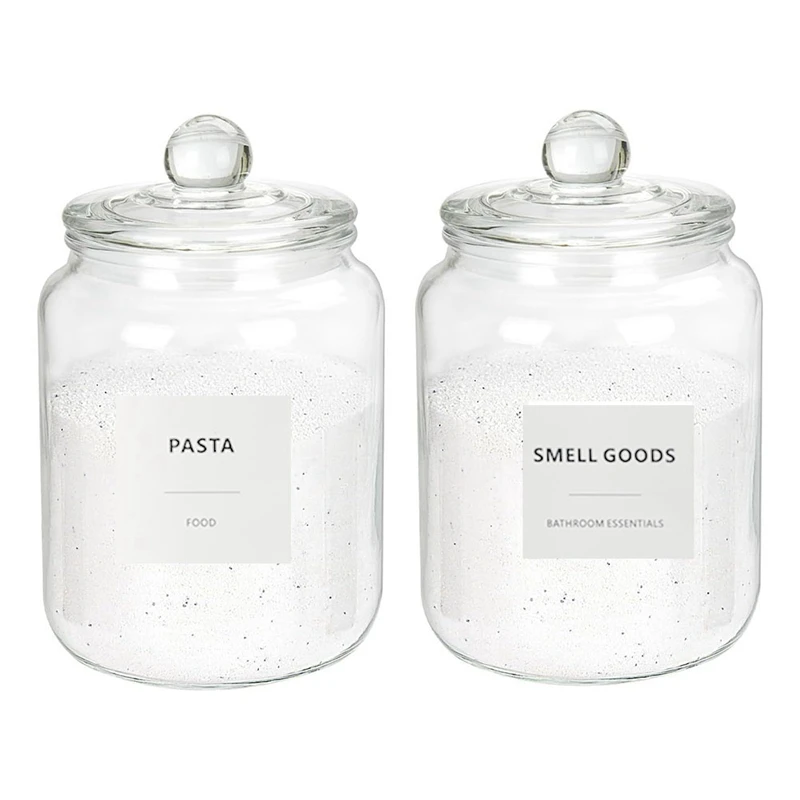 

2Pcs Cookie Jar Half Gallon Glass Jars Set With Airtight Lids For Laundry Detergent, Cookies, Flour, (67 Oz), 24 Labels