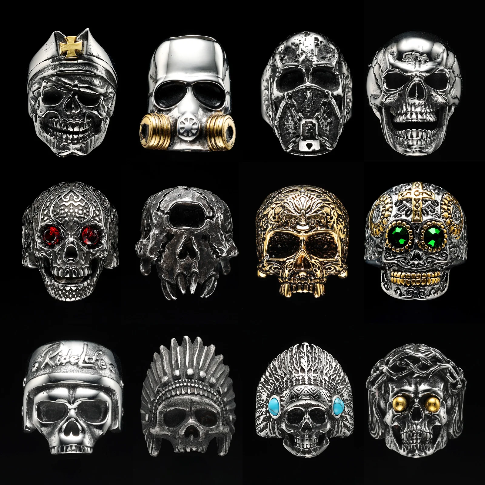 Various Skull Rings 316L Stainless Steel Men Skulls Ring Simple Skeleton Punk Rock Party for Rider Male Friend Jewelry Best Gift
Various Skull Rings 316L Stainless Steel Men Skulls Ring Simple Skeleton Punk Rock Party for Rider Male Friend Jewelry Best Gift